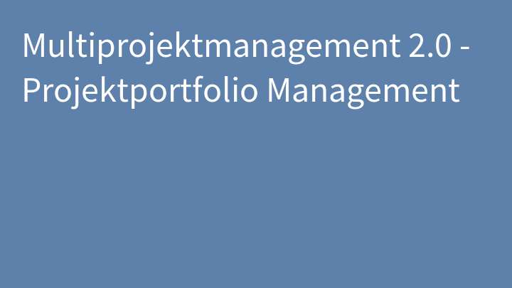Multiprojektmanagement 2.0 - Projektportfolio Management