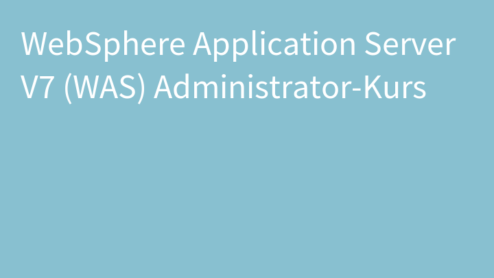 WebSphere Application Server V7 (WAS) Administrator-Kurs