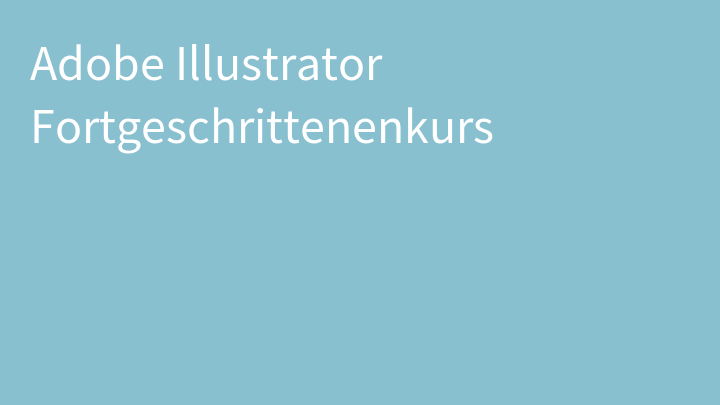 Adobe Illustrator Fortgeschrittenenkurs