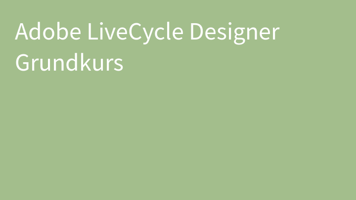 Adobe LiveCycle Designer Grundkurs