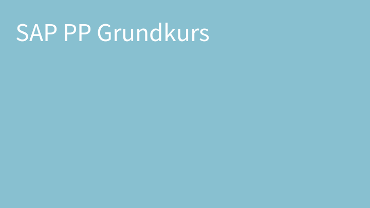 SAP PP Grundkurs