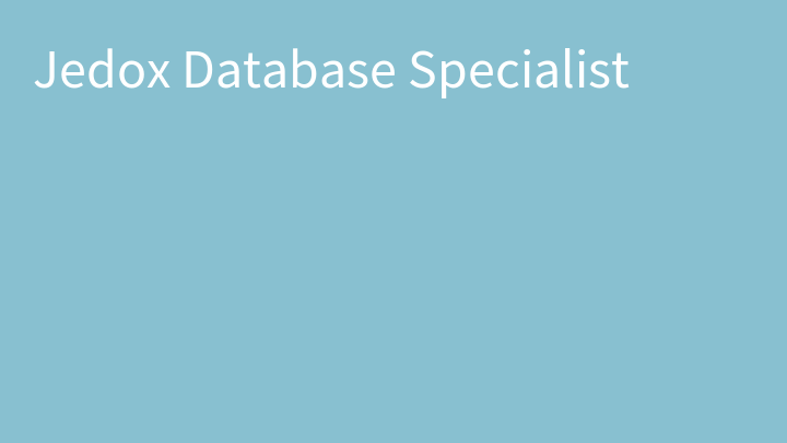 Jedox Database Specialist