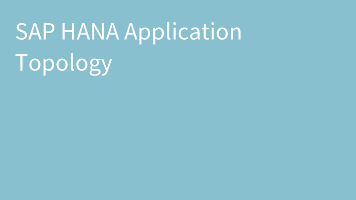SAP HANA Application Topology