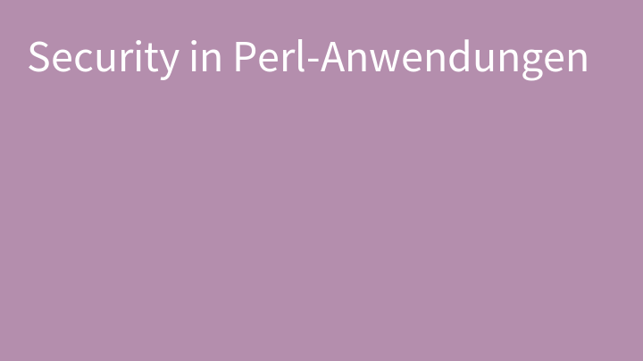 Security in Perl-Anwendungen