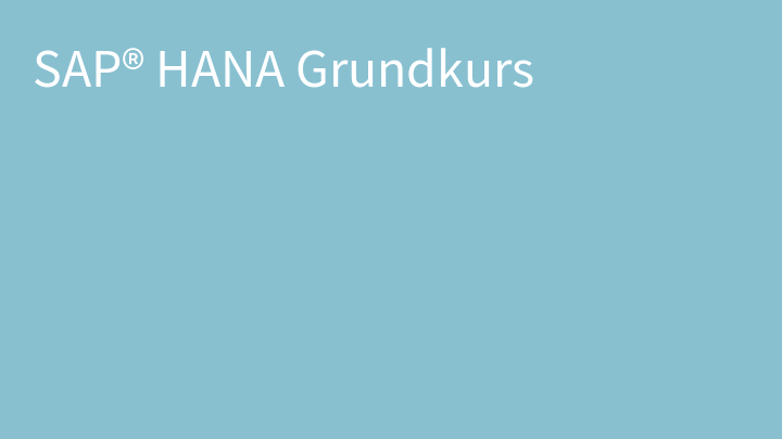 SAP® HANA Grundkurs