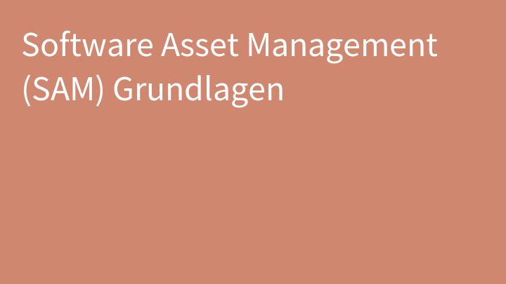 Software Asset Management (SAM) Grundlagen