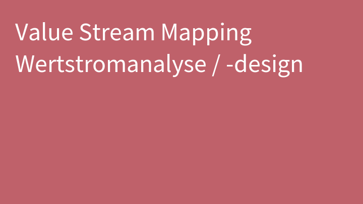 Value Stream Mapping Wertstromanalyse / -design