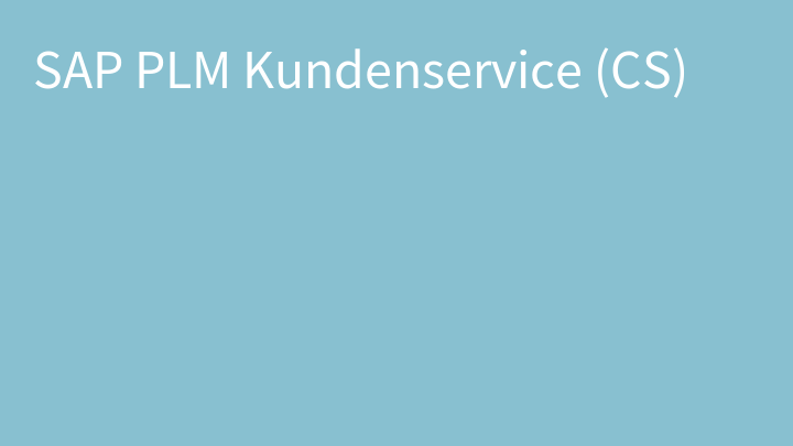 SAP PLM Kundenservice (CS)