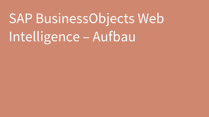 SAP BusinessObjects Web Intelligence – Aufbau