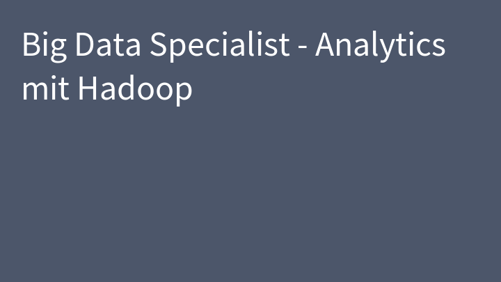 Big Data Specialist - Analytics mit Hadoop