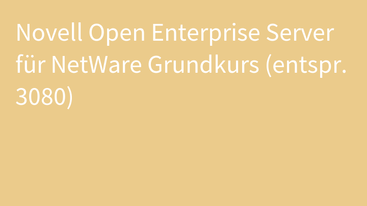 Novell Open Enterprise Server für NetWare Grundkurs (entspr. 3080)