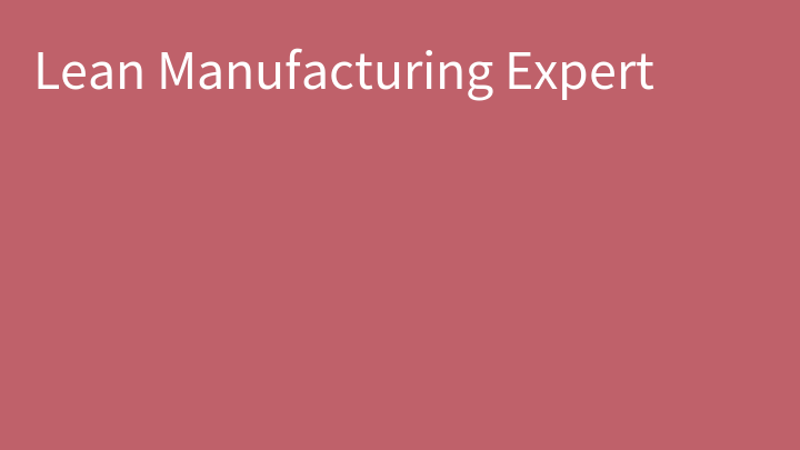 Lean Manufacturing Expert