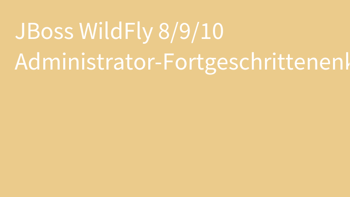 JBoss WildFly 8/9/10 Administrator-Fortgeschrittenenkurs