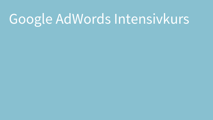 Google Ads - Intensivkurs