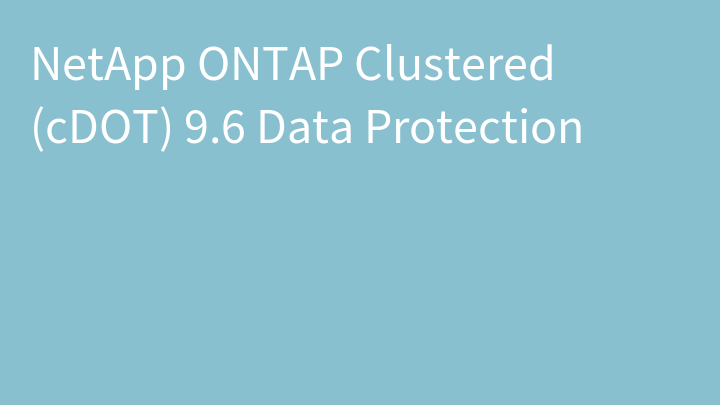 NetApp ONTAP Clustered (cDOT) 9.6 Data Protection