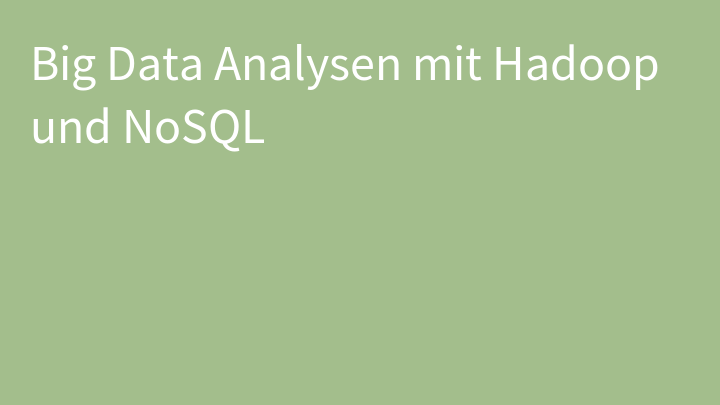 Big Data Analysen mit Hadoop und NoSQL