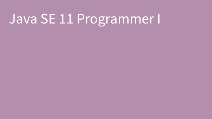 Java SE 11 Programmer I