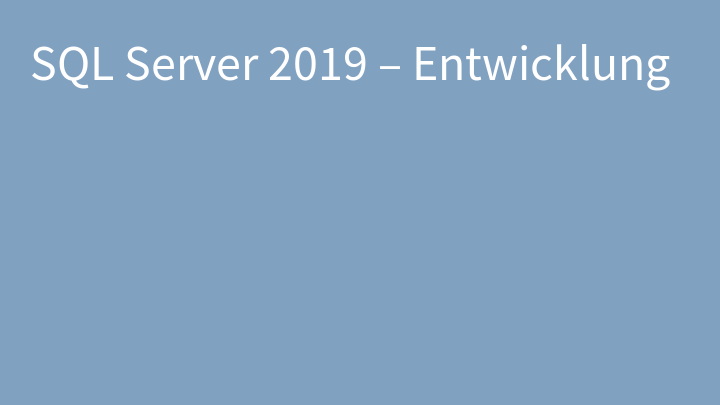 SQL Server 2019 – Entwicklung