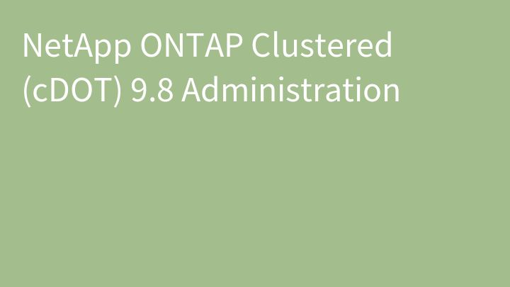 NetApp ONTAP Clustered (cDOT) 9.8 Administration