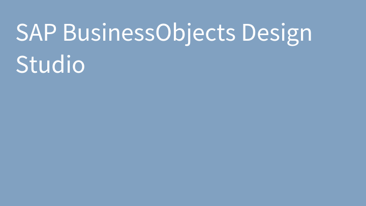 SAP BusinessObjects Design Studio