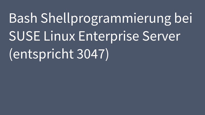 Bash Shellprogrammierung bei SUSE Linux Enterprise Server (entspricht 3047)