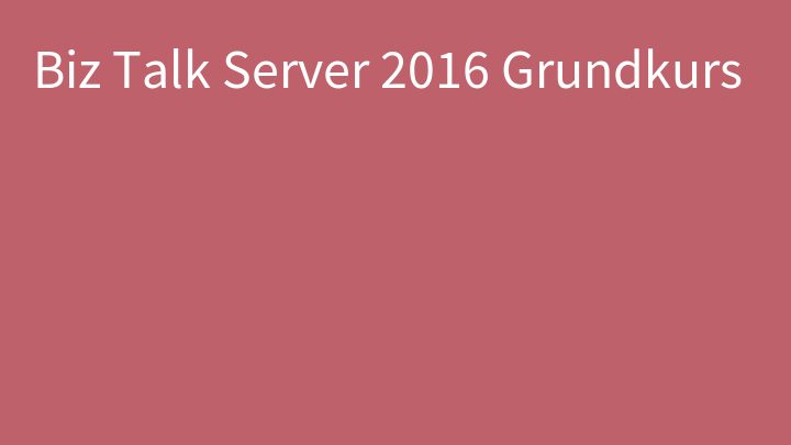 Biz Talk Server 2016 Grundkurs