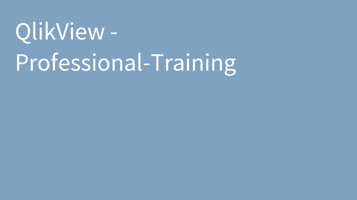 QlikView - Professional-Training