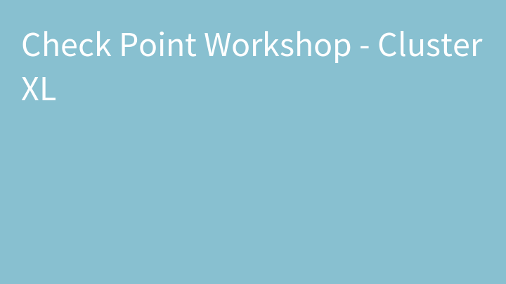 Check Point Workshop - Cluster XL