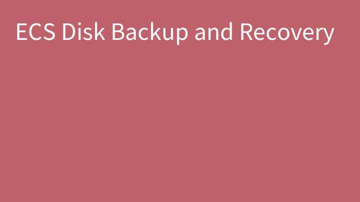 ECS Disk Backup and Recovery