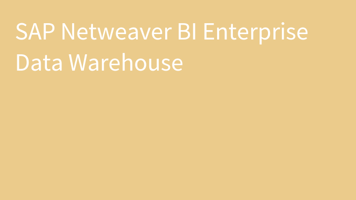 SAP Netweaver BI Enterprise Data Warehouse