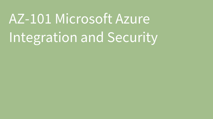 AZ-101 Microsoft Azure Integration and Security