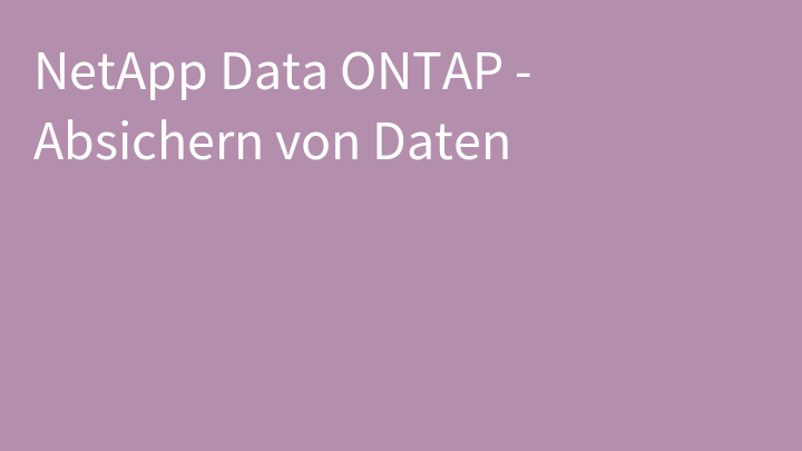 NetApp Data ONTAP - Absichern von Daten