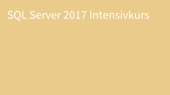 SQL Server 2017 Intensivkurs