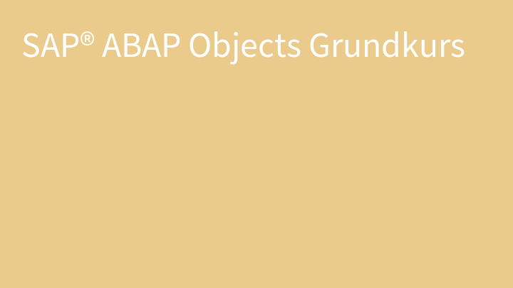 SAP® ABAP Objects Grundkurs