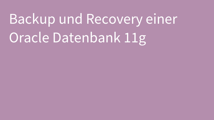 Backup und Recovery einer Oracle Datenbank 11g