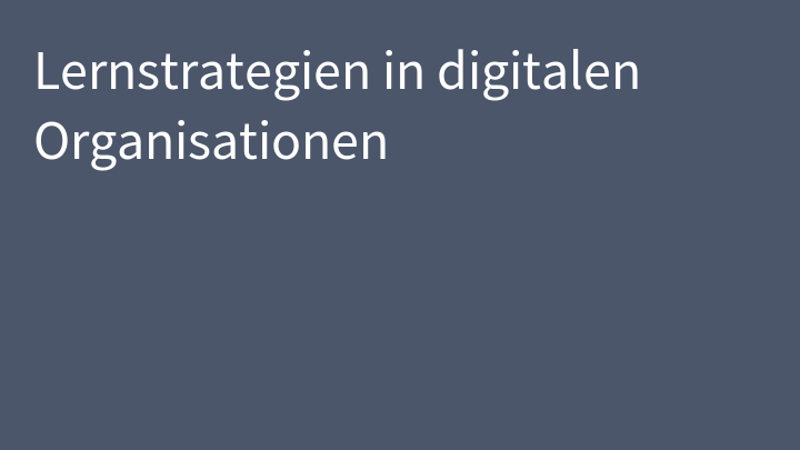 Lernstrategien in digitalen Organisationen