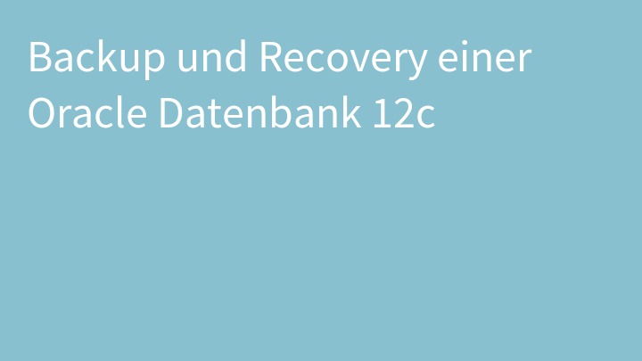 Backup und Recovery einer Oracle Datenbank 12c