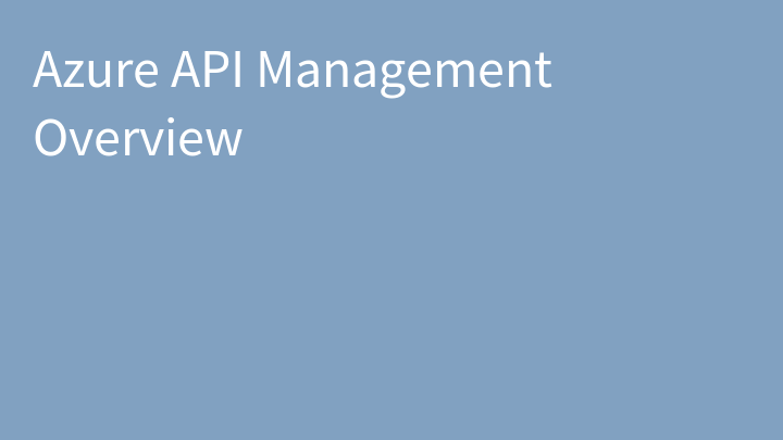 Azure API Management Overview