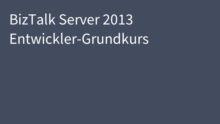 BizTalk Server 2013 Entwickler-Grundkurs
