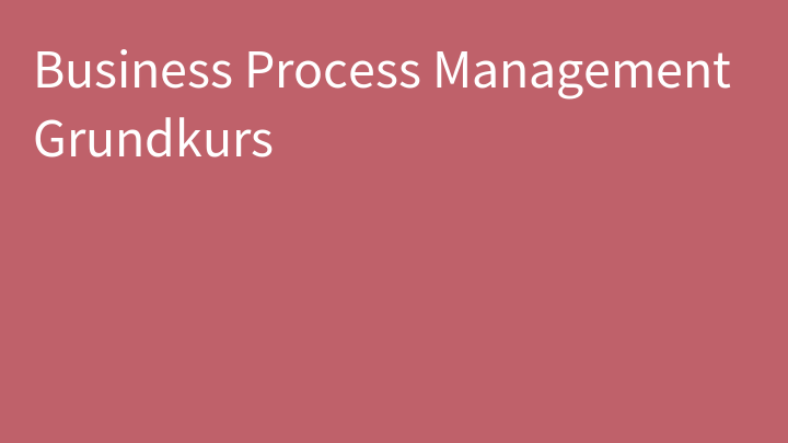 Business Process Management Grundkurs